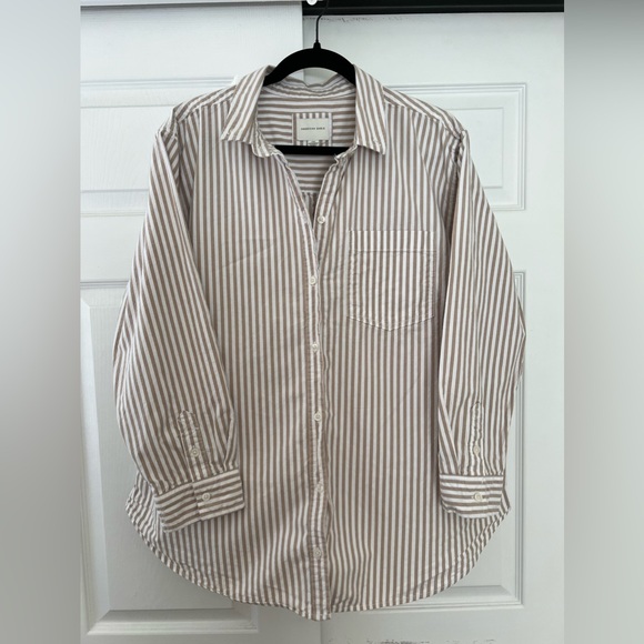 Tan Stripped Button Up - Picture 1 of 5